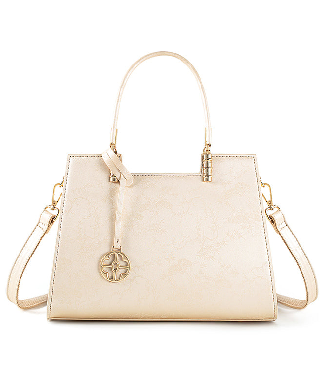 Beige Elegant Jacquard Versatile Tote Bag