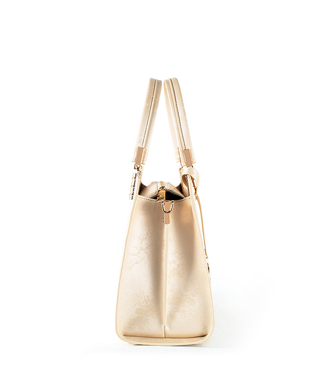 Beige Elegant Jacquard Versatile Tote Bag