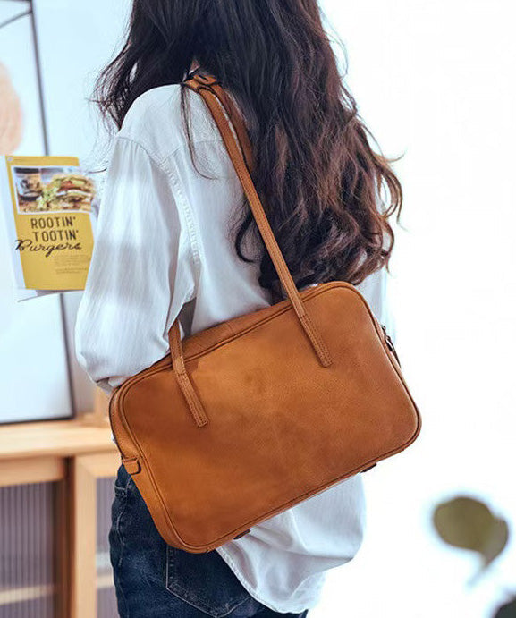 Shoulder Orange Elegant Leather Durable Square Bags