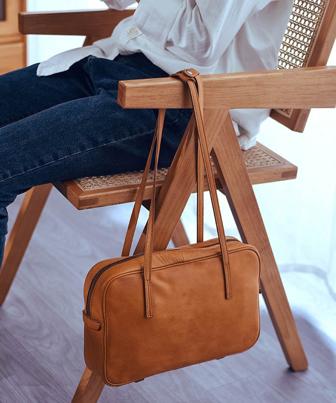 Shoulder Orange Elegant Leather Durable Square Bags