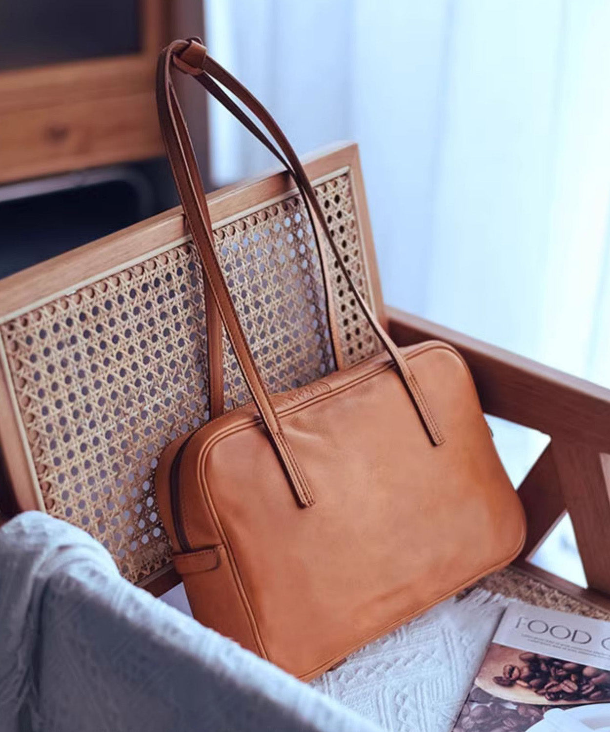 Shoulder Orange Elegant Leather Durable Square Bags