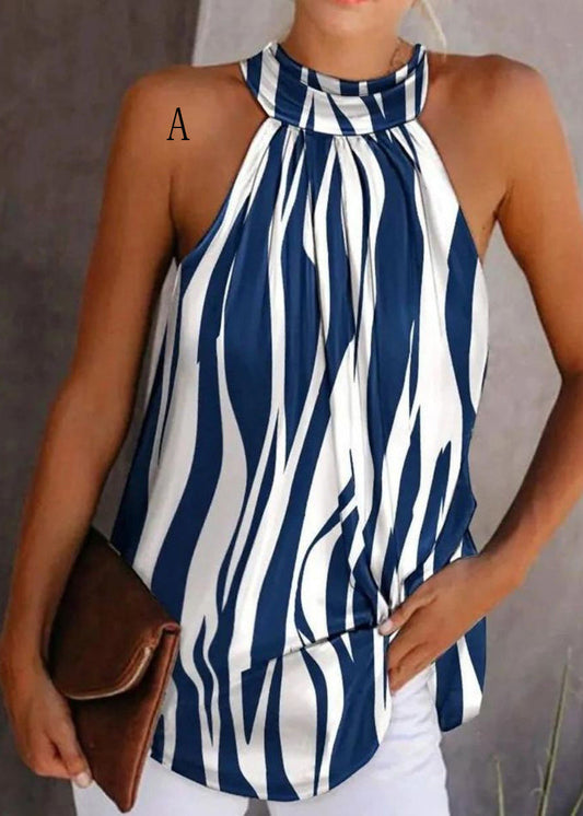 Print Sleeveless European And Halter American Top