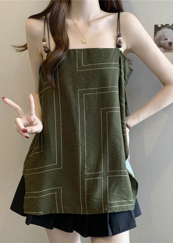 Strap Fashion Spaghetti Top Cotton Black Summer