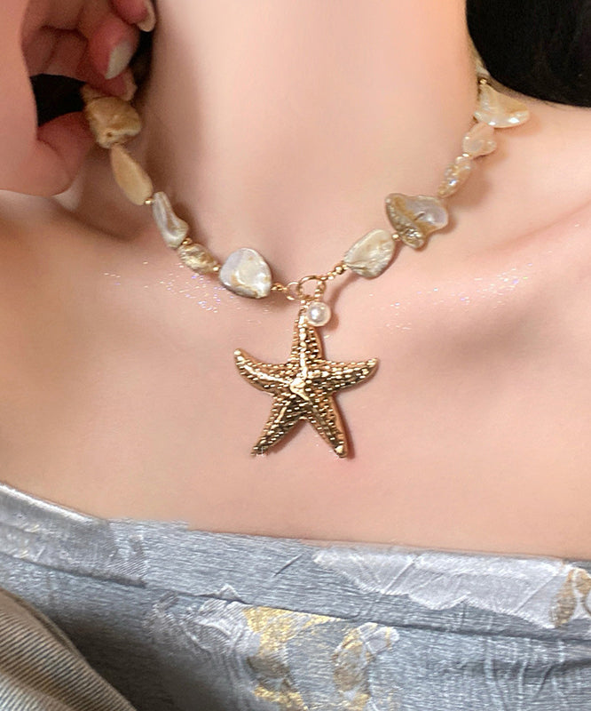 Necklace Pendant Silver Starfish Shell Blue Overgild Sterling Fashion