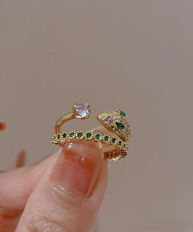Zircon Two-Piece Open Silver Gem Sterling Set Stone Rings Gold Fashion Overgild