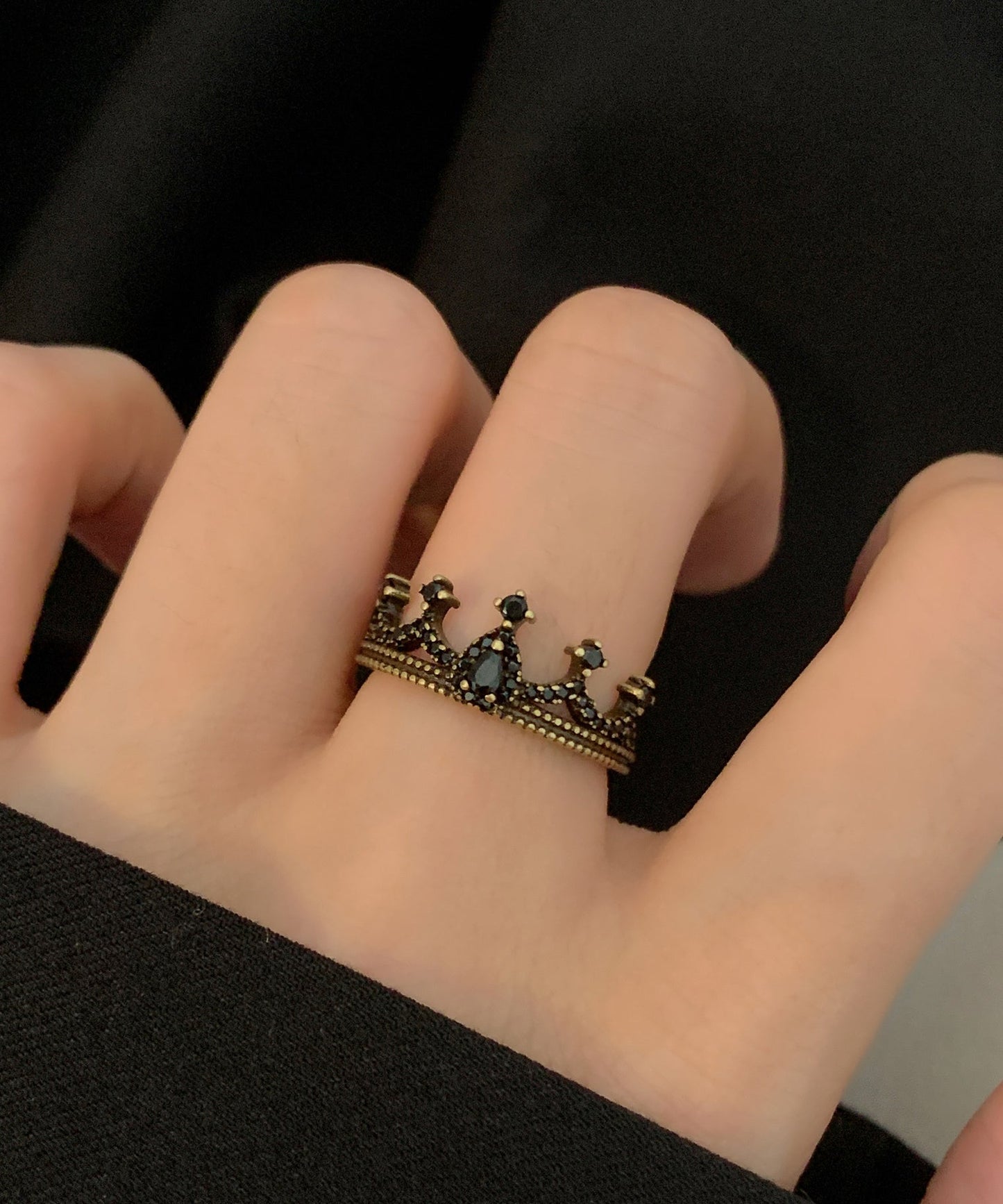 Gold Fine Ancient Piece Hollow Two Set Metal Rings Out Crown Butterfly