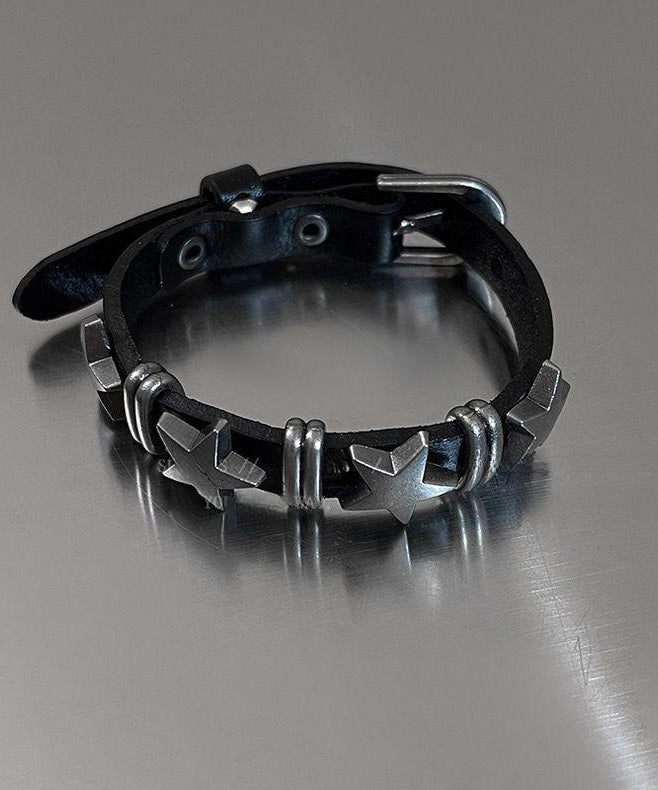 Chain Grey Bracelet Fine PU Set Star Three-Piece Alloy