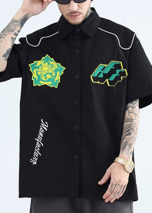 Mens Shirts Pan French Summer Print Yellow Collar Peter Cotton