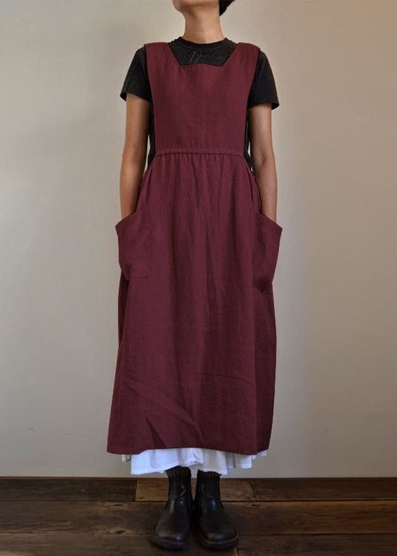 Black Handmade NeckU Neck Pockets Dresses U Patchwork Summer Maxi