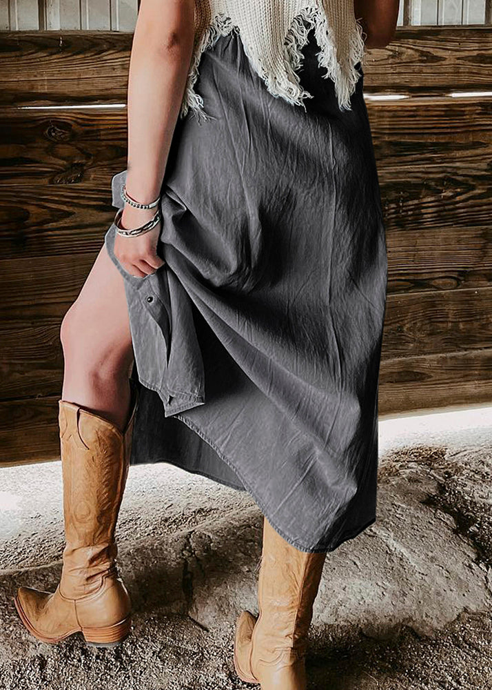 High Blue Light Summer Italian Pockets Skirt Denim Waist