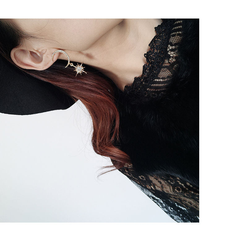Drop and Moon Star Earring Rhinestone