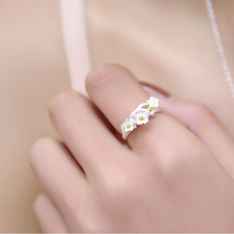 Silver Sterling 925 Ring Floral Open