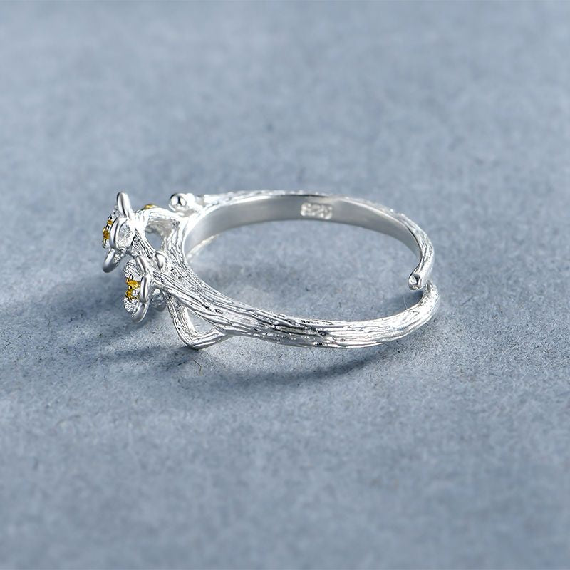 Silver Sterling 925 Ring Floral Open