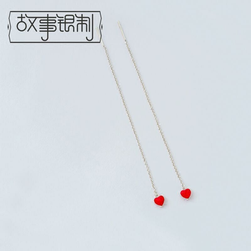 Sterling 925 Drop Earring Heart Silver