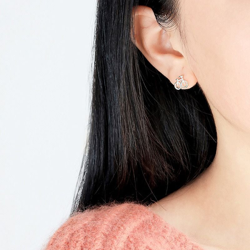 Silver Bicycle Sterling 925 Earring