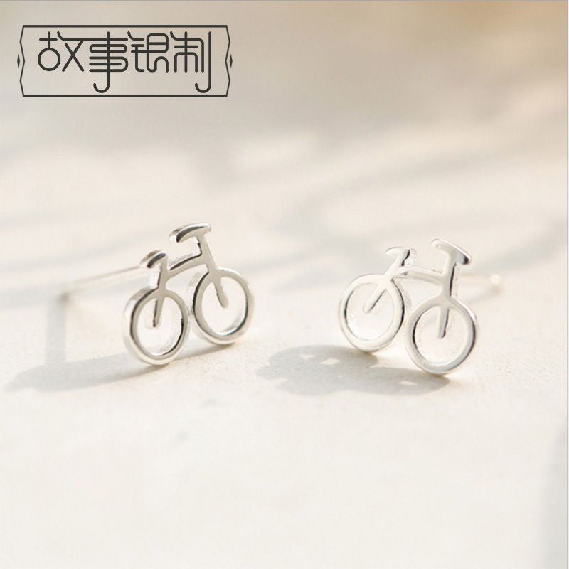 Silver Bicycle Sterling 925 Earring