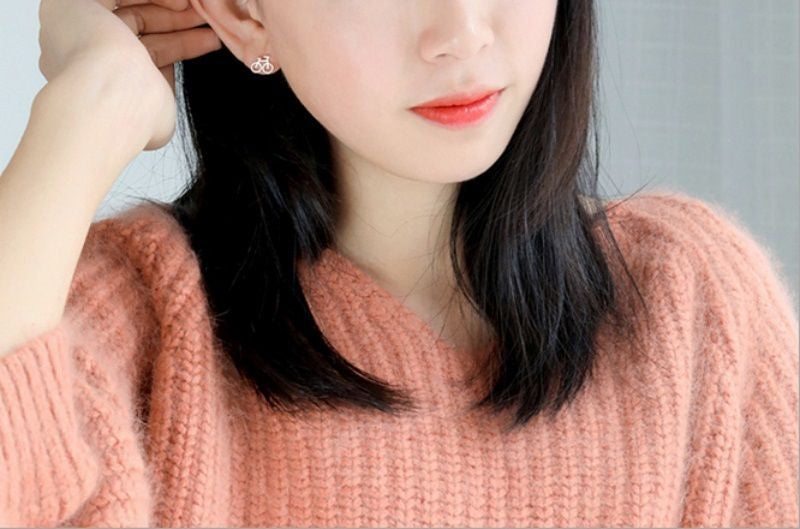 Silver Bicycle Sterling 925 Earring