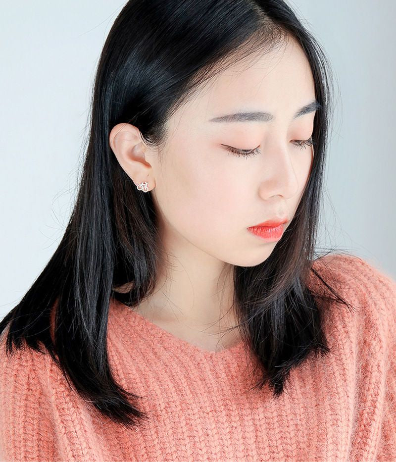 Silver Bicycle Sterling 925 Earring