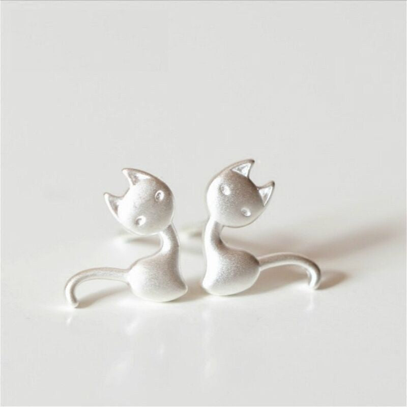 Sterling 925 Cat Earring Silver