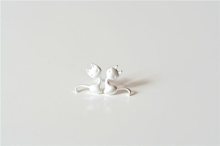 Sterling 925 Cat Earring Silver