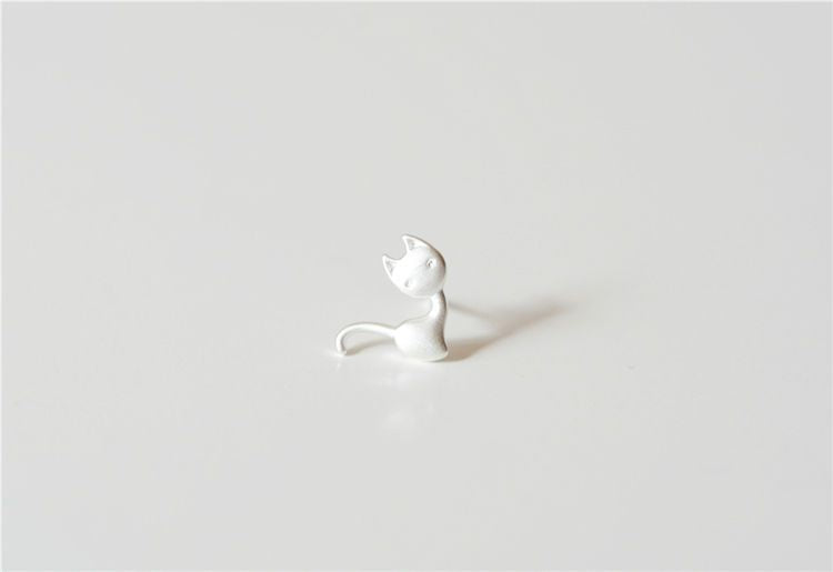 Sterling 925 Cat Earring Silver
