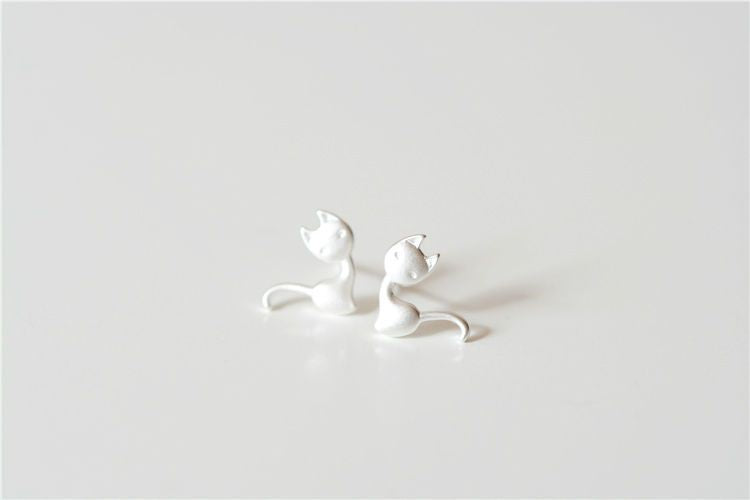 Sterling 925 Cat Earring Silver