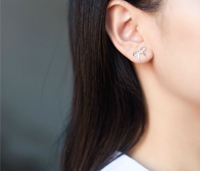 Bow Silver 925 Sterling Earring