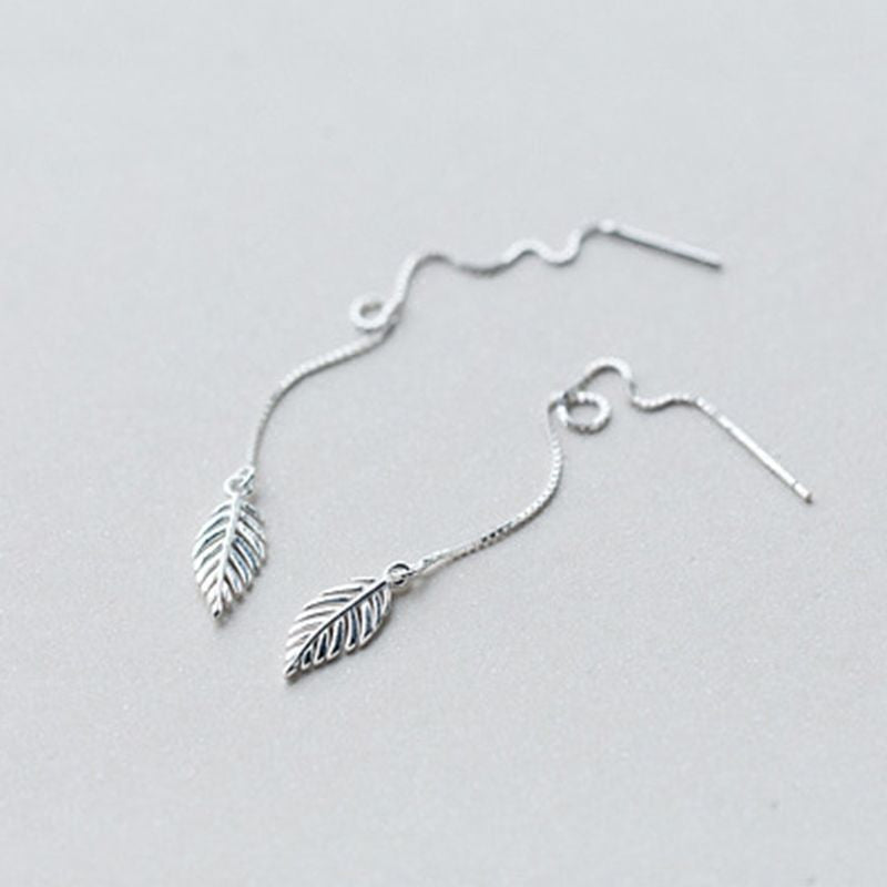Earring 925 Drop Sterling Silver Leaf