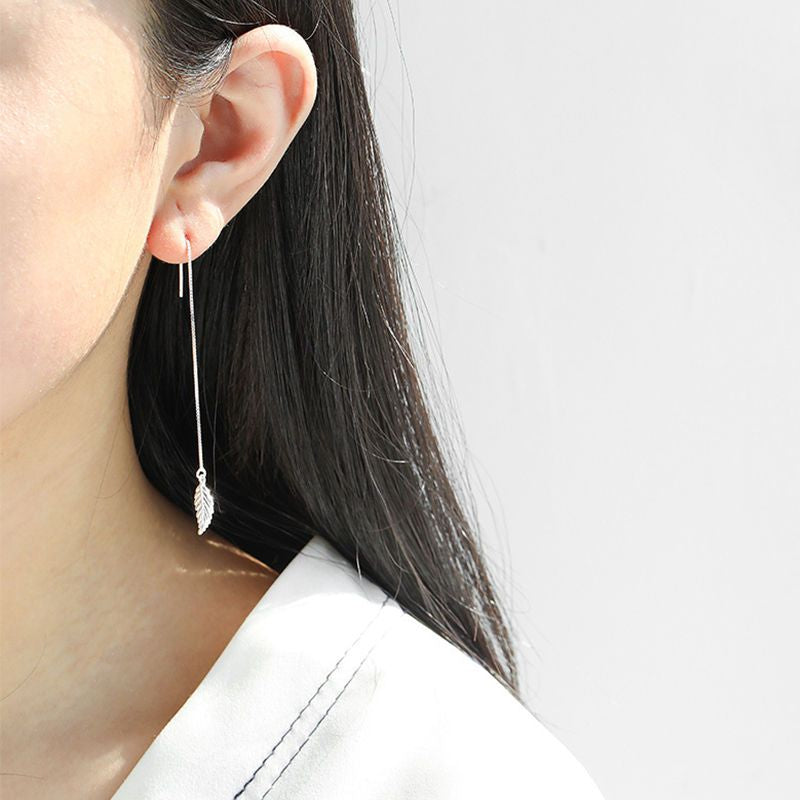 Earring 925 Drop Sterling Silver Leaf