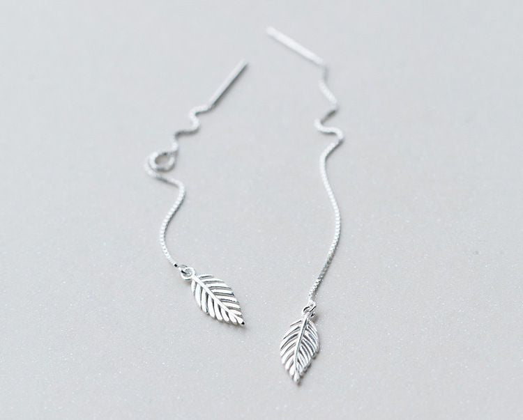 Earring 925 Drop Sterling Silver Leaf