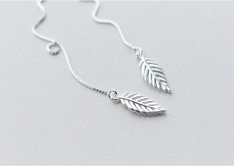 Earring 925 Drop Sterling Silver Leaf