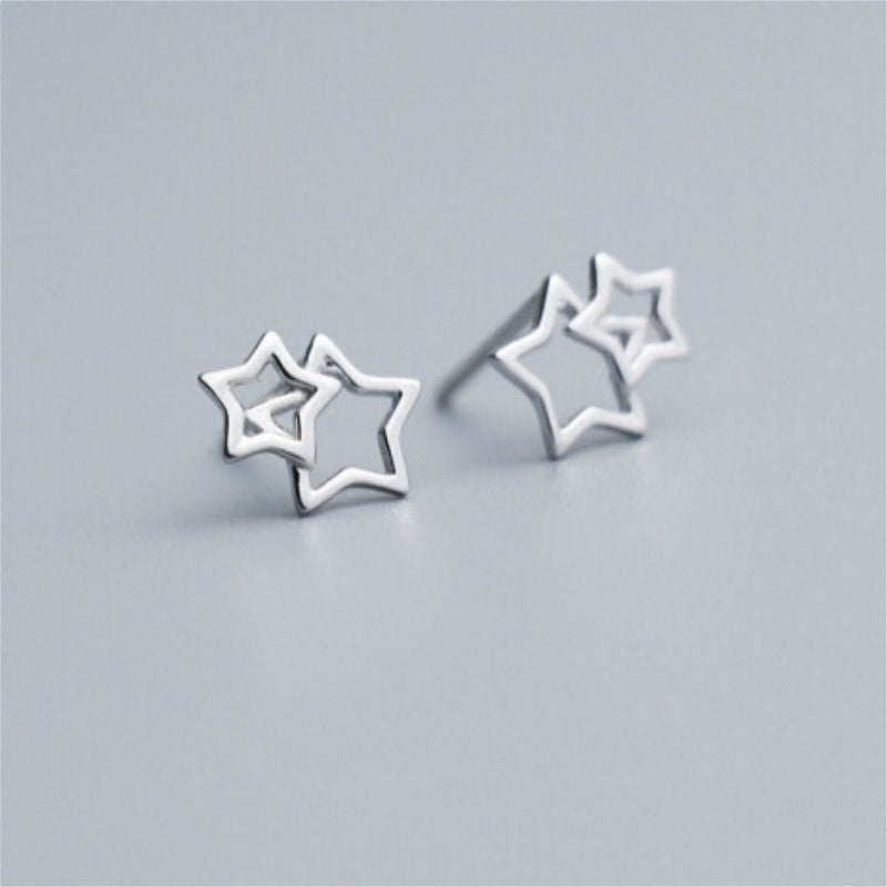 Star Earring Sterling Double Silver 925