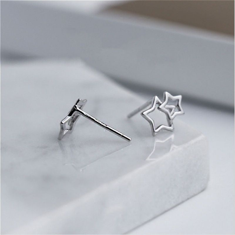 Star Earring Sterling Double Silver 925