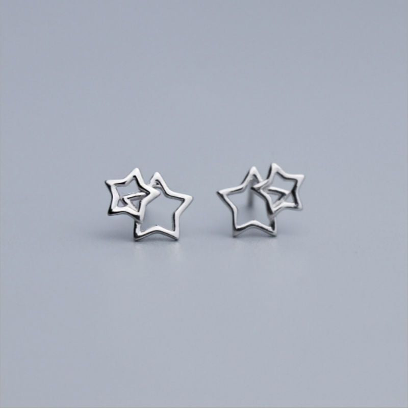 Star Earring Sterling Double Silver 925
