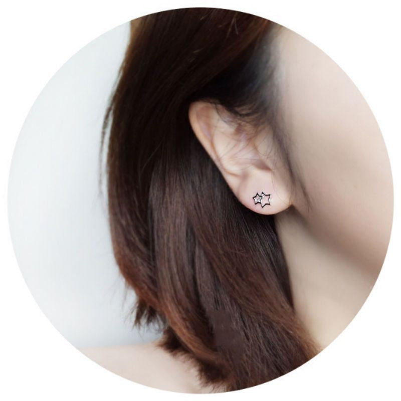 Star Earring Sterling Double Silver 925