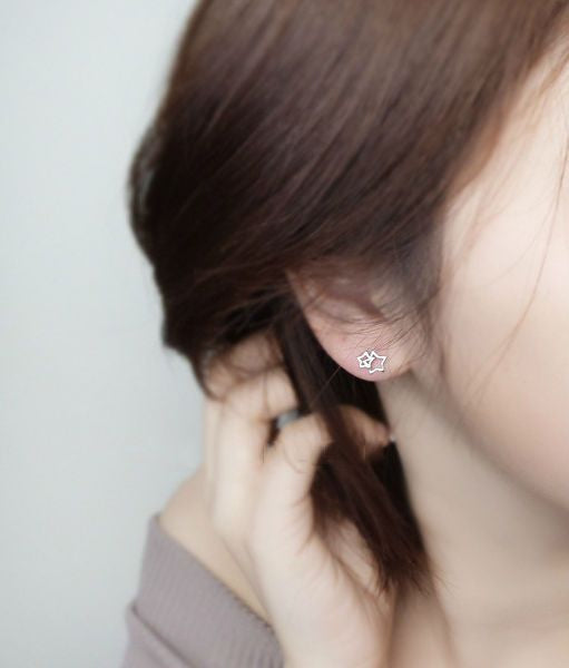Star Earring Sterling Double Silver 925