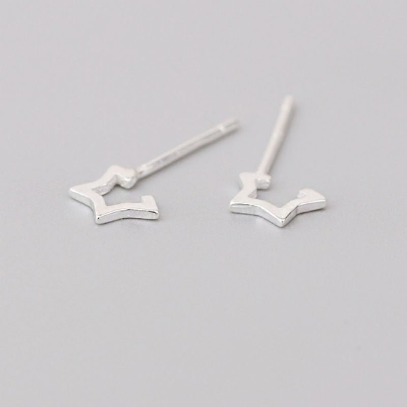 925 Silver Sterling Earring Star Open