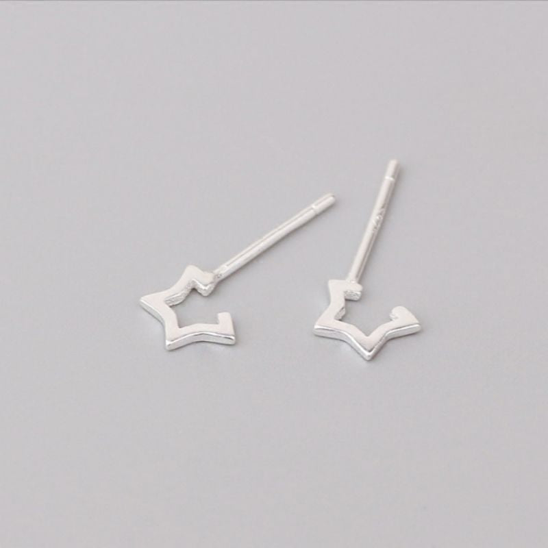 925 Silver Sterling Earring Star Open