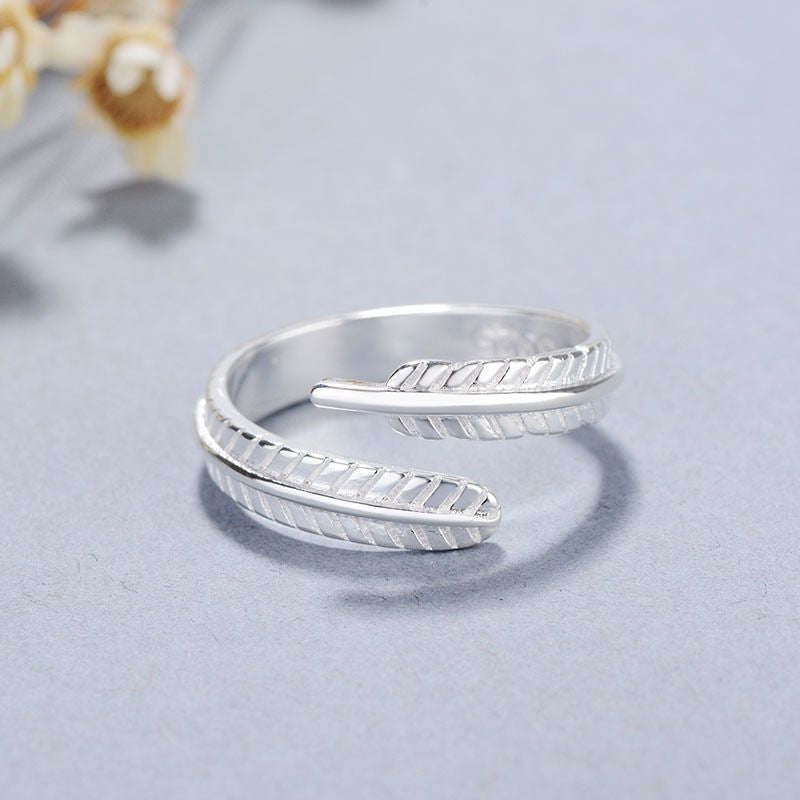 Ring Sterling Open Silver 925 Feather