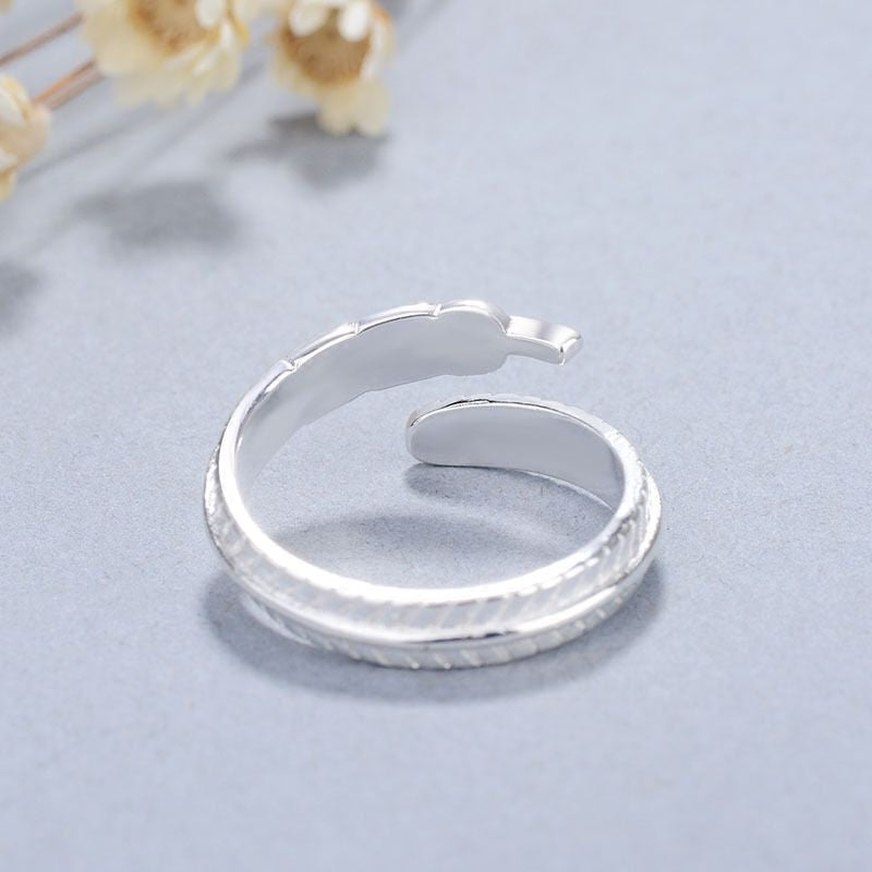 Ring Sterling Open Silver 925 Feather
