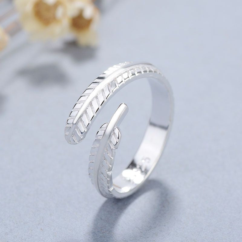 Ring Sterling Open Silver 925 Feather