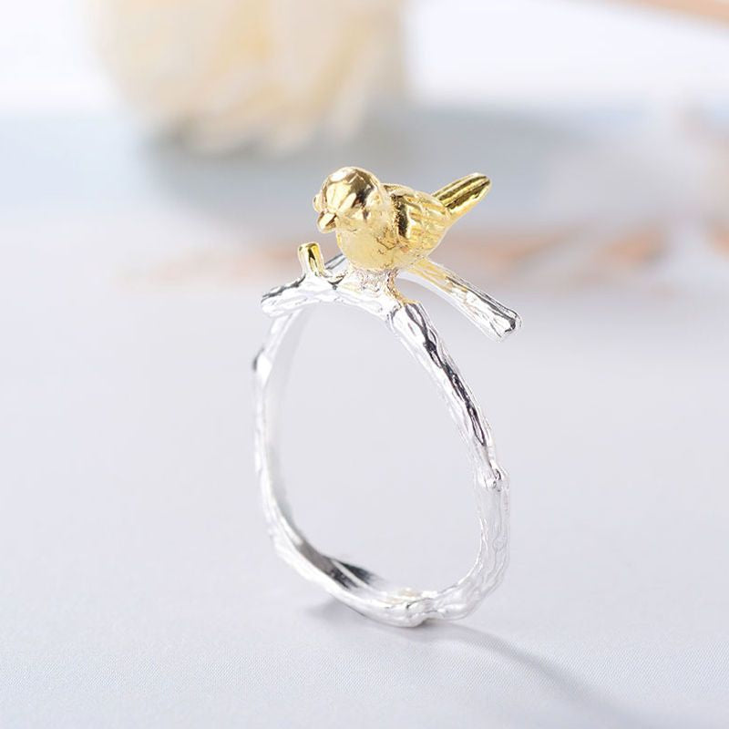 Silver Bird 925 Gold Open Plated Ring Sterling