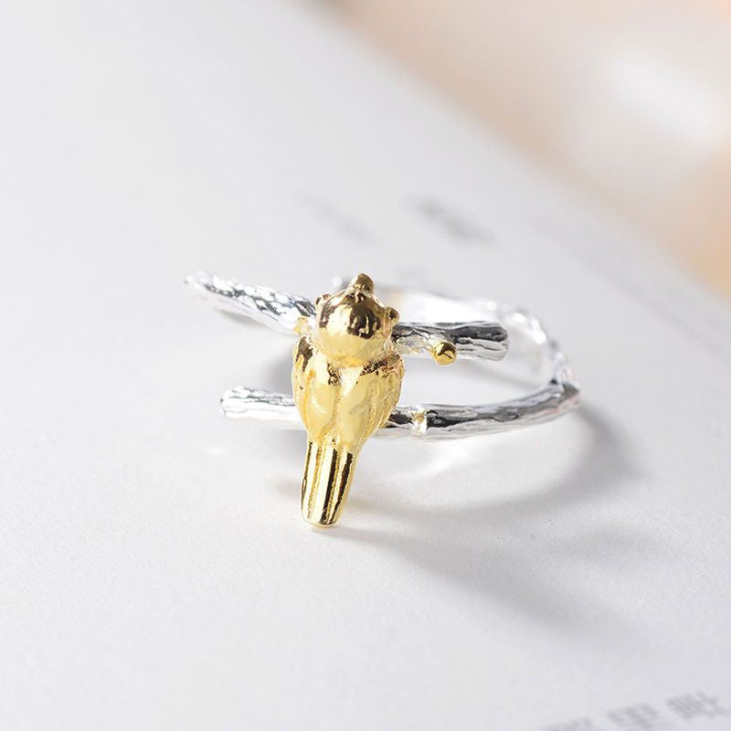 Silver Bird 925 Gold Open Plated Ring Sterling