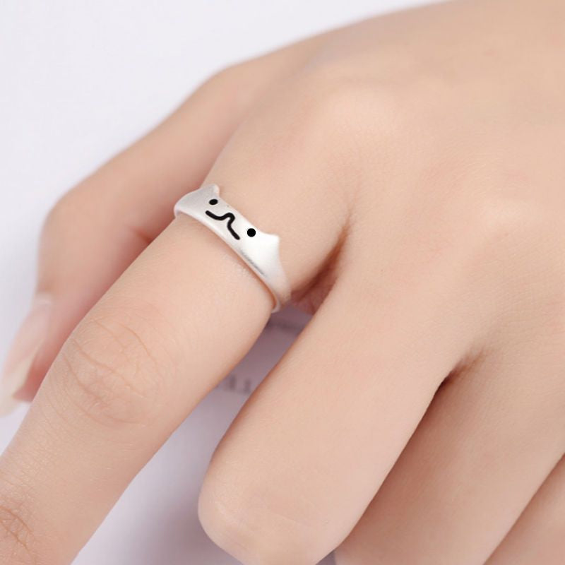 Silver Sterling Open 925 Cat Ring