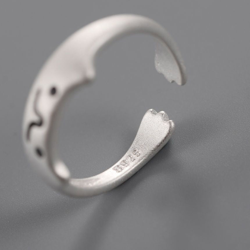 Silver Sterling Open 925 Cat Ring