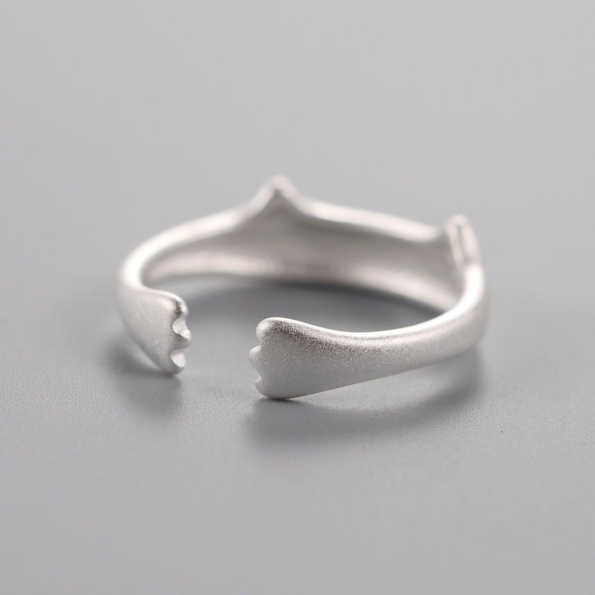 Silver Sterling Open 925 Cat Ring