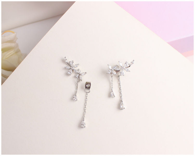 Stud Rhinestone Clip-On / Earrings Floral