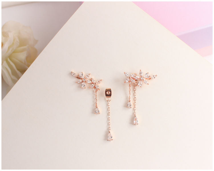 Stud Rhinestone Clip-On / Earrings Floral