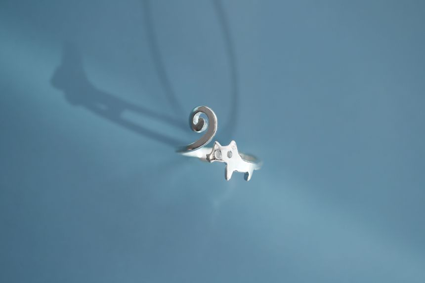 Cat Silver Ring Sterling Open