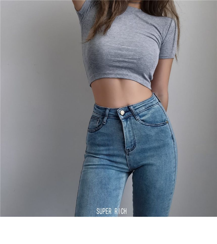 Short-Sleeve Top Plain Cropped